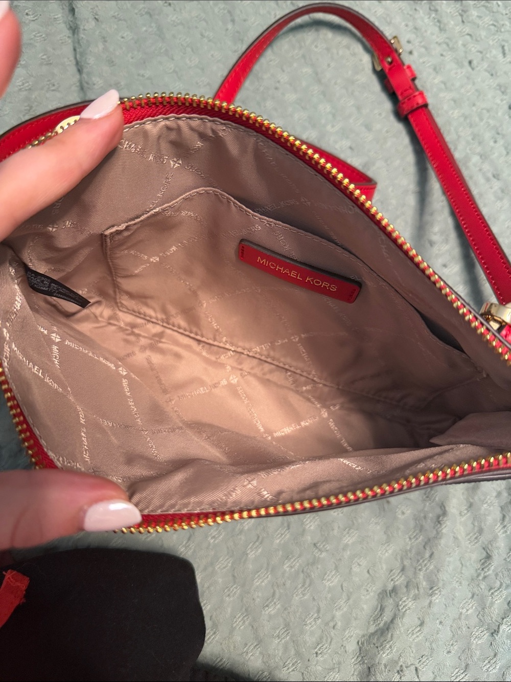 Michael Kors Brown and Red Signature Crossbody Bag - Picture 2 of 4